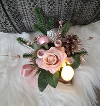 Load image into Gallery viewer, Pink Cemetery Grave Christmas decoration w candle XMAS92
