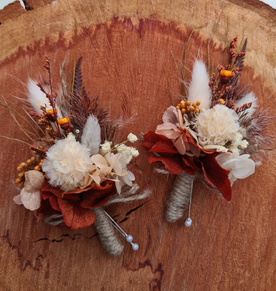 X - Rustic style preserved wedding buttonholes