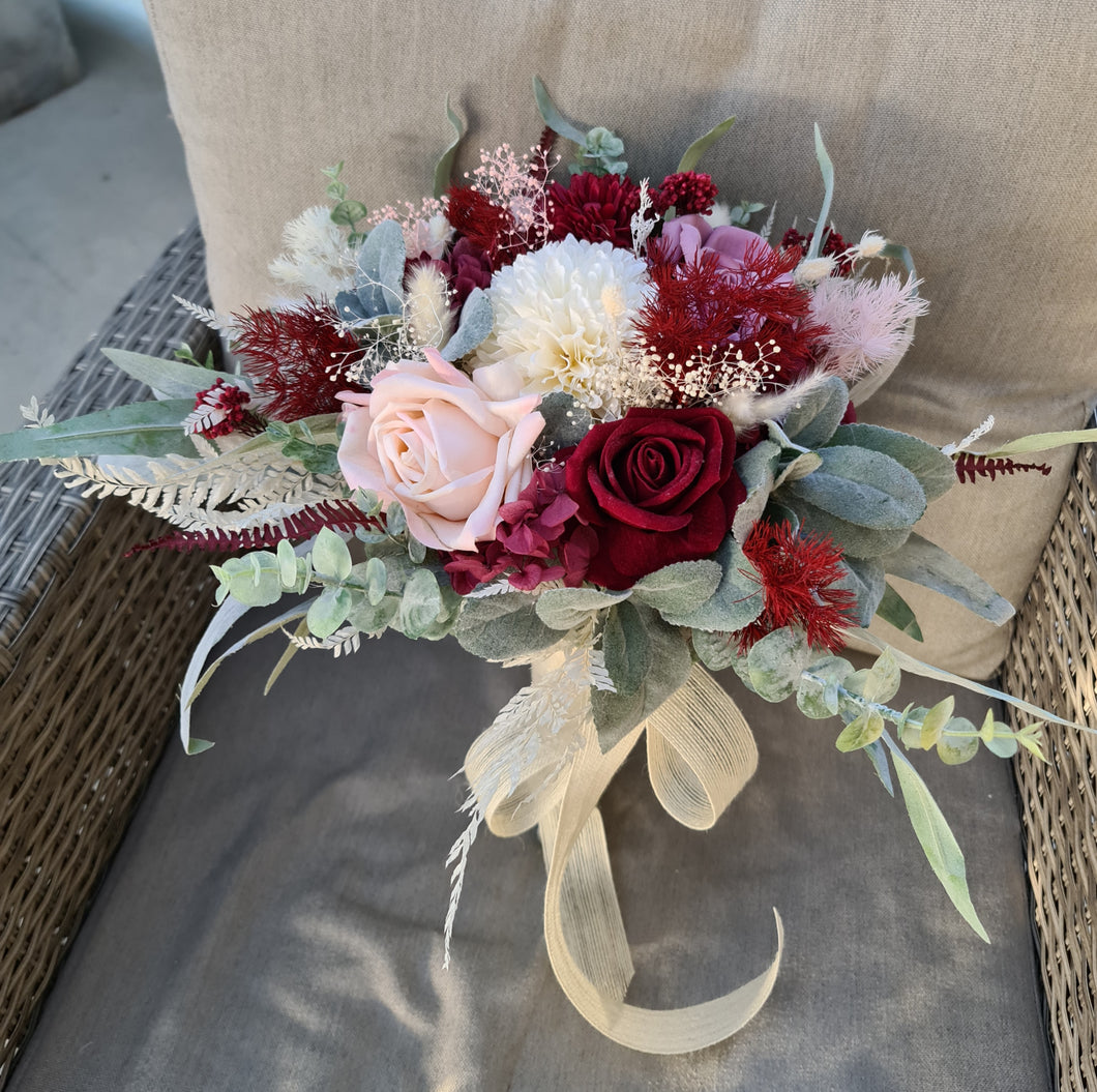 X - Bridal bouquet burgundy & mauve colour