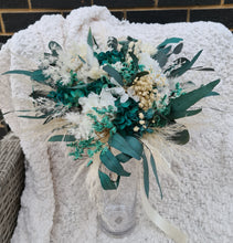 Load image into Gallery viewer, X - Emerald green and neutral everlasting preserved bridal bouquet
