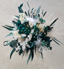 Load image into Gallery viewer, X - Emerald green and neutral everlasting preserved bridal bouquet
