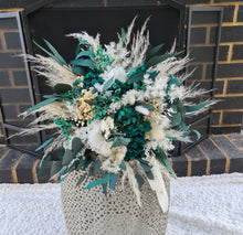 Load image into Gallery viewer, X - Emerald green and neutral everlasting preserved bridal bouquet
