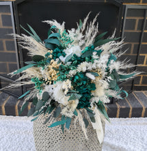 Load image into Gallery viewer, X - Emerald green and neutral everlasting preserved bridal bouquet
