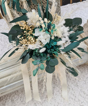 Load image into Gallery viewer, X - Emerald green and neutral everlasting preserved bridesmaids bouquet
