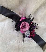 Load image into Gallery viewer, Preserved flowers wrist corsage in dark tones
