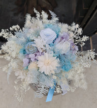 Load image into Gallery viewer, Preserved flowers Bridal bouquet &amp; matching buttonhole in blue
