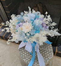 Load image into Gallery viewer, Preserved flowers Bridal bouquet &amp; matching buttonhole in blue
