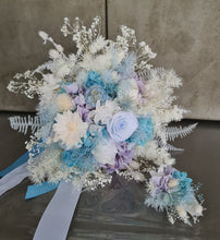 Load image into Gallery viewer, Preserved flowers Bridal bouquet &amp; matching buttonhole in blue
