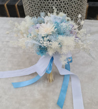 Load image into Gallery viewer, Preserved flowers Bridal bouquet &amp; matching buttonhole in blue
