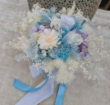 Load image into Gallery viewer, Preserved flowers Bridal bouquet &amp; matching buttonhole in blue
