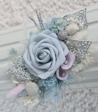 Load image into Gallery viewer, Mother&#39;s shoulder corsage - Shades of blue &amp; lilac with glitter
