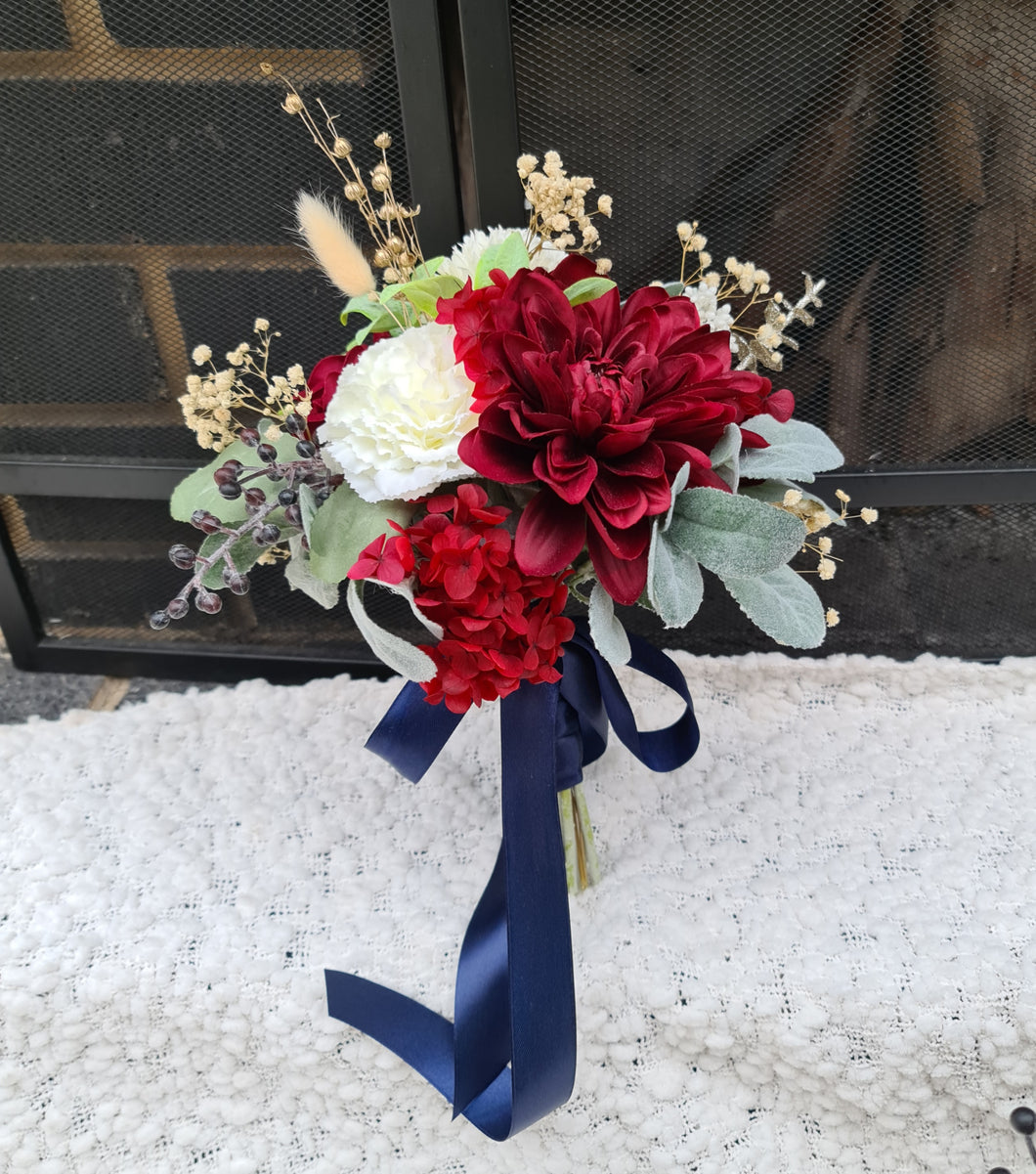 Everlasting bridesmaids bouquets - burgundy