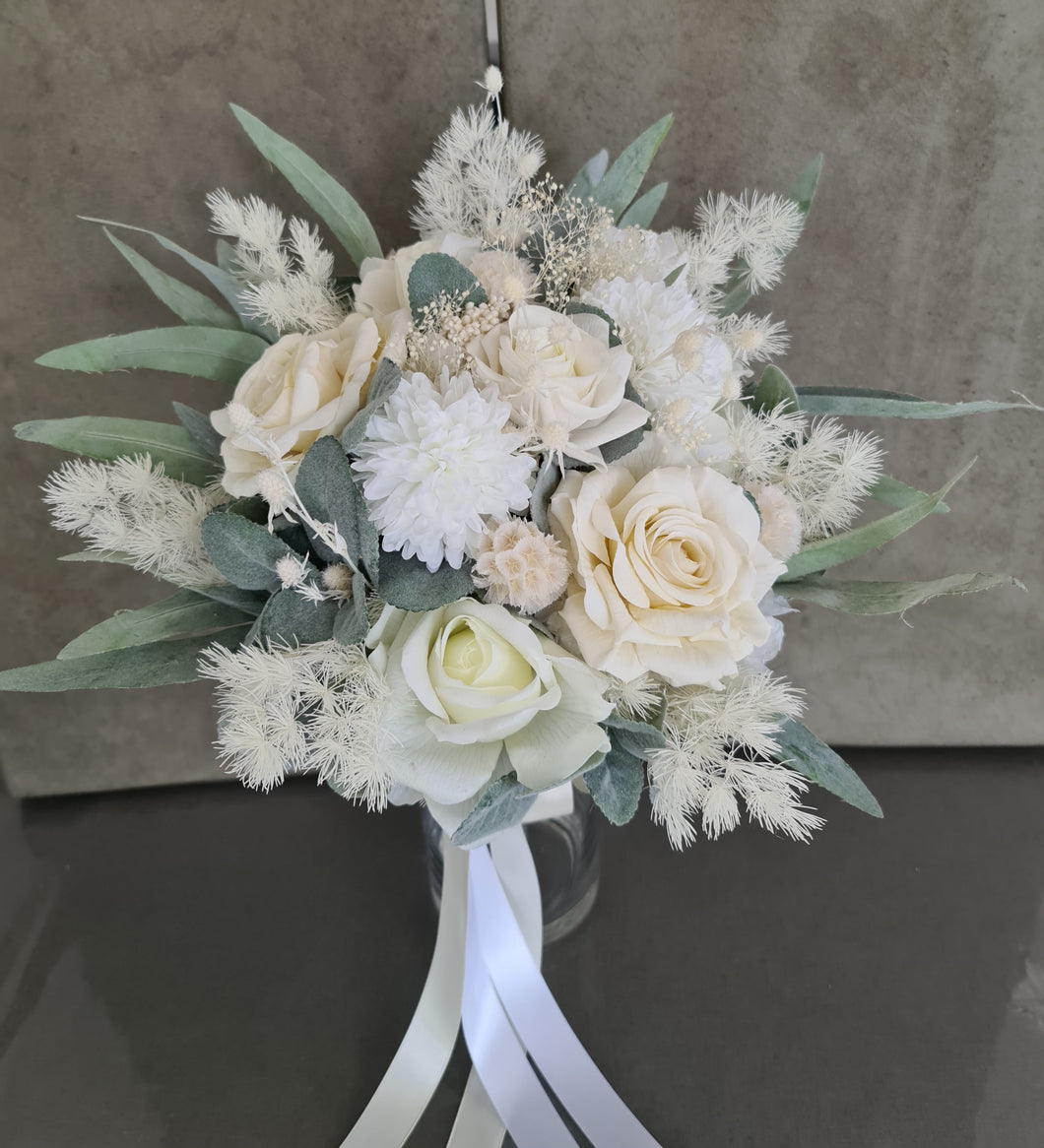 Bridal Bouquet - white & off white with green