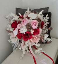 Load image into Gallery viewer, Red, white &amp; rose gold bridal bouquet
