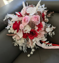 Load image into Gallery viewer, Red, white &amp; rose gold bridal bouquet
