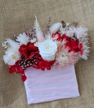 Load image into Gallery viewer, Grooms pocket flowers in red, white &amp; rose gold
