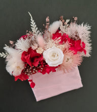 Load image into Gallery viewer, Grooms pocket flowers in red, white &amp; rose gold
