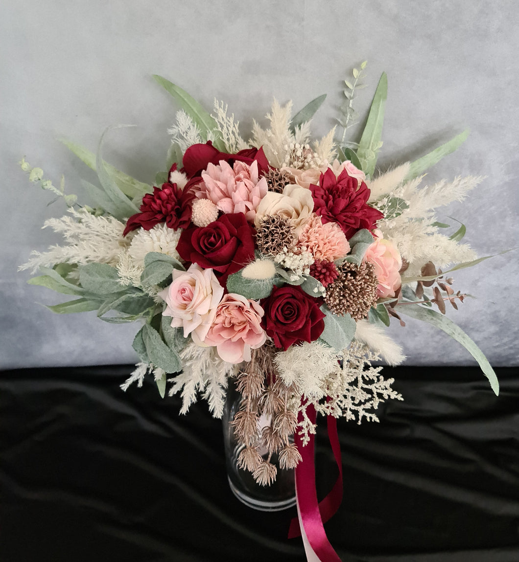 Bridal bouquet burgundy & green