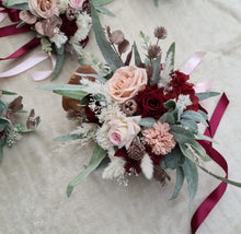 Load image into Gallery viewer, Bridesmaids bouquets burgundy &amp; green
