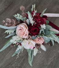 Load image into Gallery viewer, Bridesmaids bouquets burgundy &amp; green
