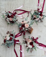 Load image into Gallery viewer, Bridesmaids bouquets burgundy &amp; green
