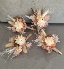 Load image into Gallery viewer, Wedding buttonholes boho rustic style
