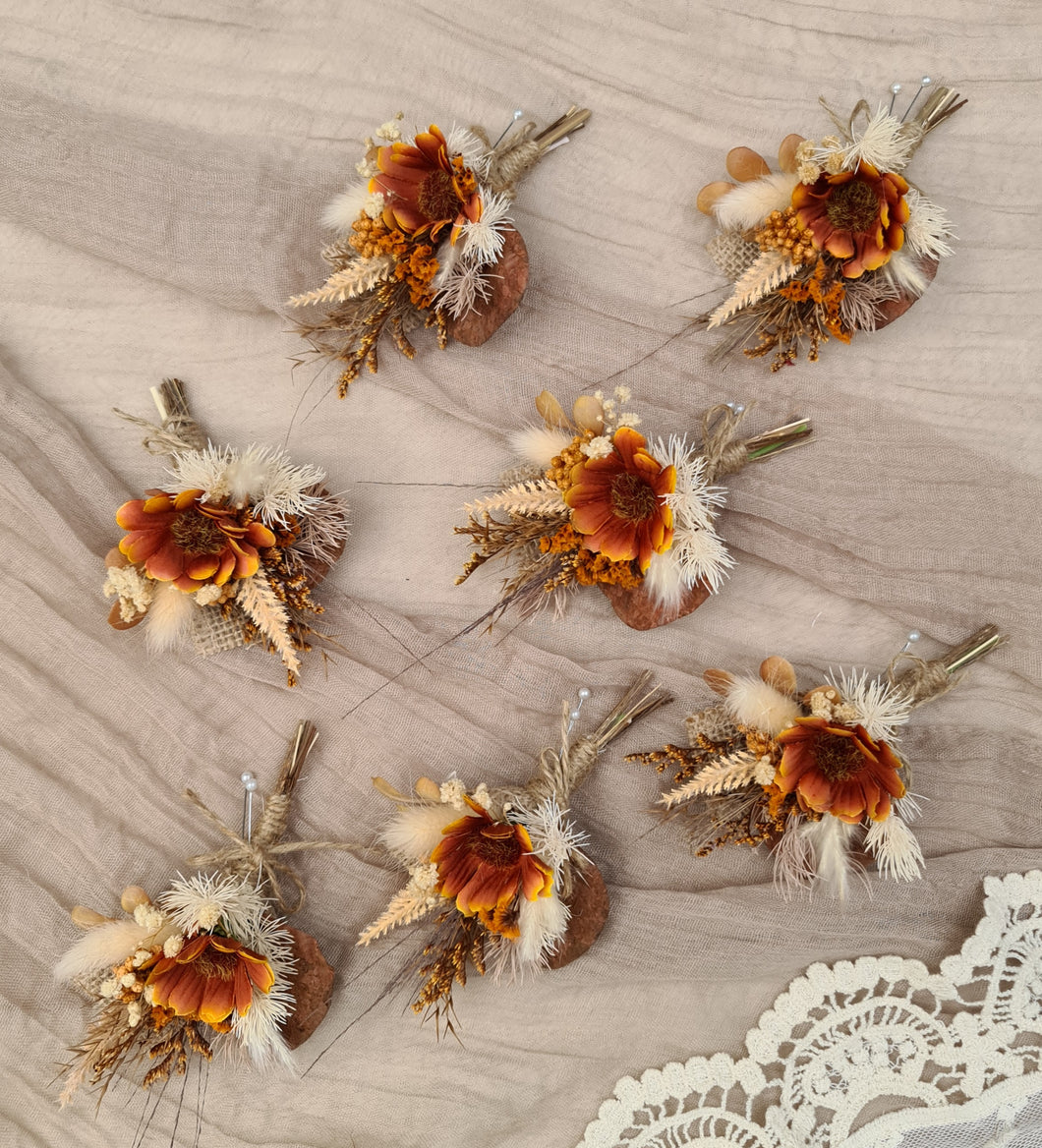 Everlasting flowers rustic buttonholes