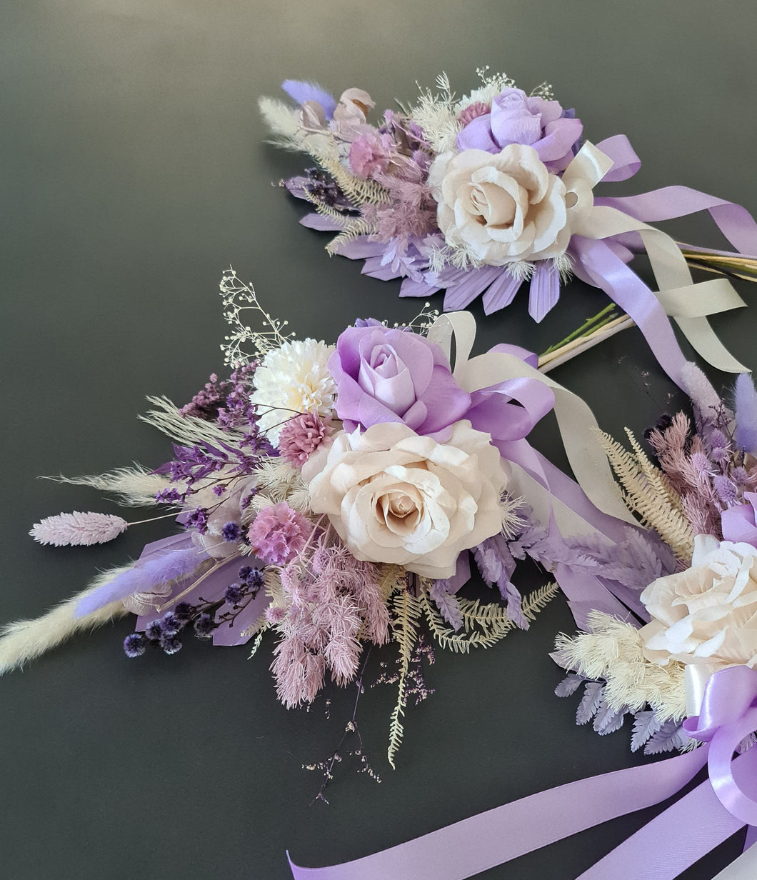 Bridesmaids  bouquet in lilac, purple & neutral