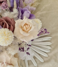 Load image into Gallery viewer, Arbour / backdrop wedding flowers in purple, neutral mauve
