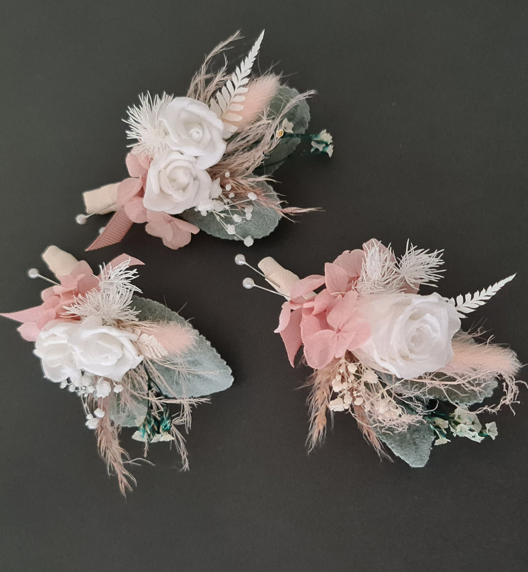 Everlasting flowers wedding buttonholes