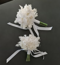 Load image into Gallery viewer, White bridal bouquet, bridesmaids &amp; flower girl
