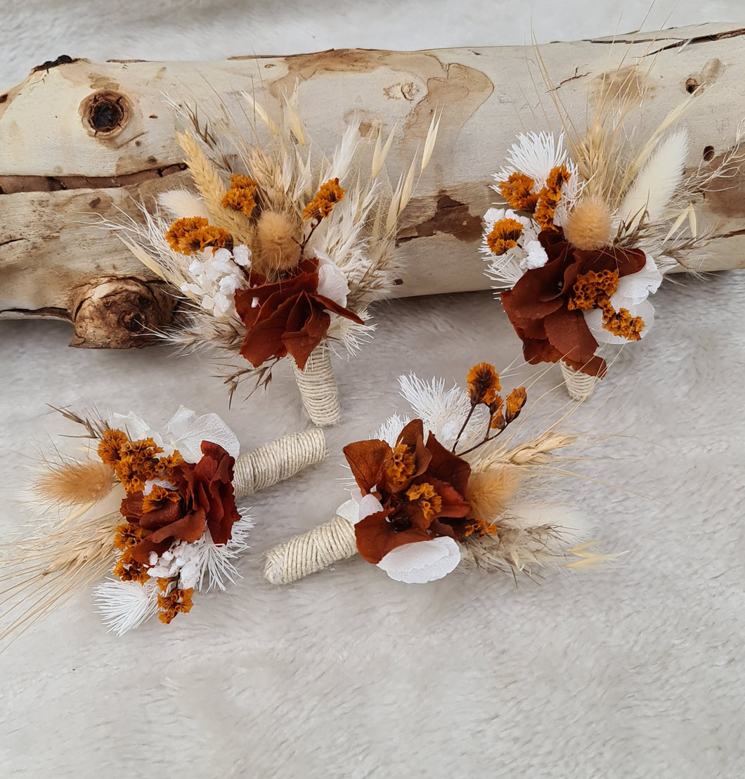 Everlasting flowers rustic buttonholes