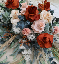 Load image into Gallery viewer, Rustic Larger arbour/backdrop flowers and matching welcome sign flowers
