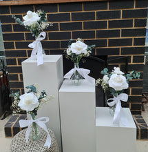 Load image into Gallery viewer, Preserved green eucalyptus and white roses centrepieces
