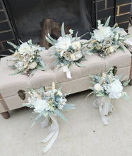 Load image into Gallery viewer, Bridesmaids &amp; flower girl bouquets - Sage green, green &amp; neutral
