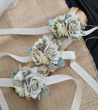 Load image into Gallery viewer, Sage green and neutral corsages
