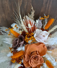 Load image into Gallery viewer, Wine barrel rustic flowers in wood stump pots
