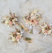 Load image into Gallery viewer, Everlasting flowers bridal bouquet in blush &amp; champagne gold
