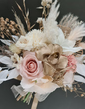 Load image into Gallery viewer, Everlasting flowers bridesmaids bouquet in blush &amp; champagne gold
