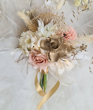 Load image into Gallery viewer, Everlasting flowers bridesmaids bouquet in blush &amp; champagne gold
