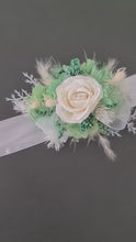 Load and play video in Gallery viewer, Everlasting flowers mint green corsage - School formal / Wedding
