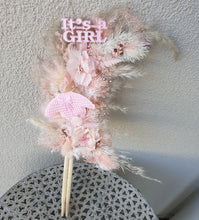 Load image into Gallery viewer, Its a Girl Preserved flowers pink Cake Topper
