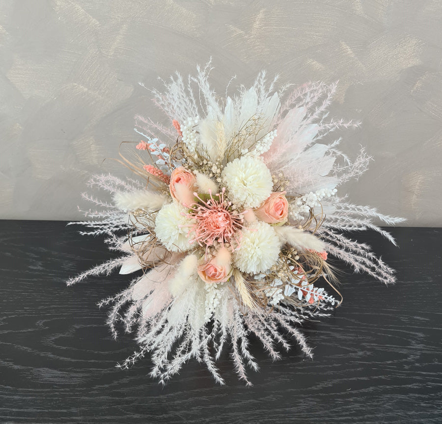 X - Bridal bouquet in blush and neutral tones