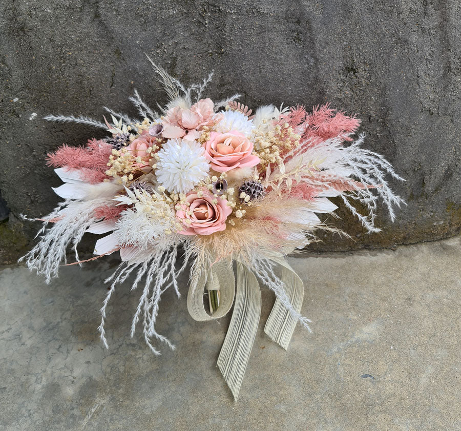 X - Bridal bouquet silk & preserved - blush