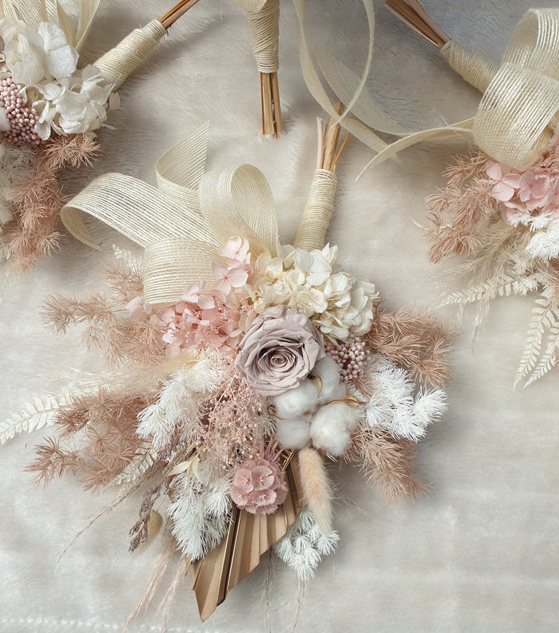 X - Everlasting preserved bridesmaids bouquets - blush