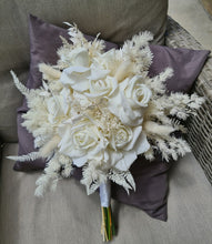 Load image into Gallery viewer, X - Everlasting Bridal bouquet white real touch &amp; velvet roses
