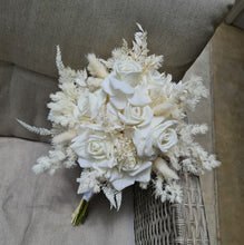 Load image into Gallery viewer, X - Everlasting Bridal bouquet white real touch &amp; velvet roses
