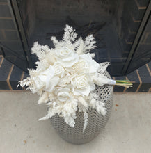 Load image into Gallery viewer, X - Everlasting Bridal bouquet white real touch &amp; velvet roses
